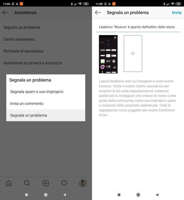 Inviare una segnalazione a Instagram