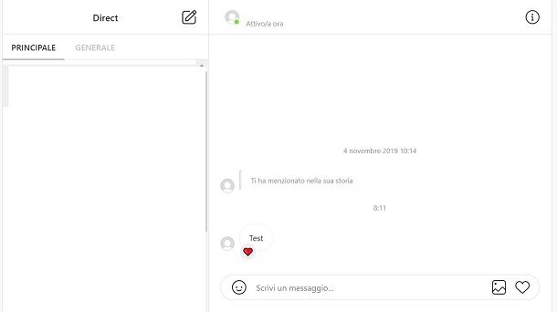Instagram mi piace messaggio PC