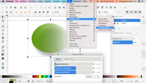 Applicare un'ombreggiatura su Inkscape