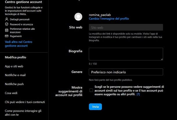 Come andare a capo su Instagram nella bio da PC