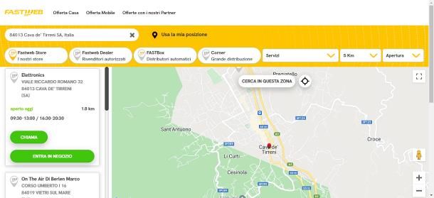 Verifica copertura negozi Fastweb