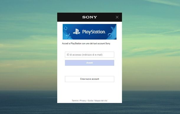 Accesso PSN browser