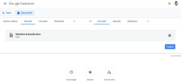 Tradurre documento Word su Google
