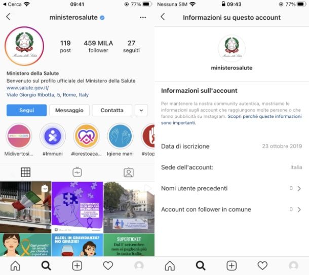 Vedere data creazione di un profilo Instagram altrui