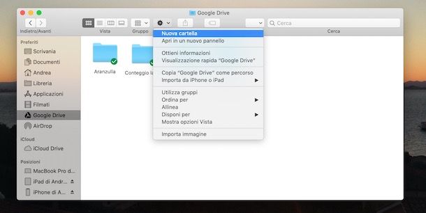 Creare una cartella su Drive da Mac