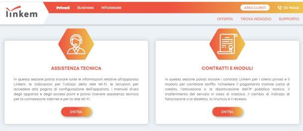 Altri metodi per contattare assistenza Linkem