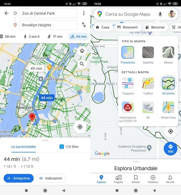 app google maps bicicletta