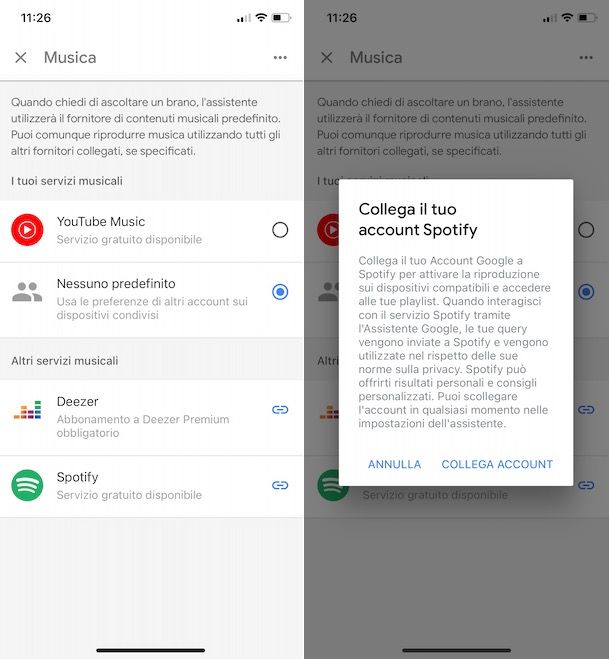 Come collegare account Spotify a Google Home
