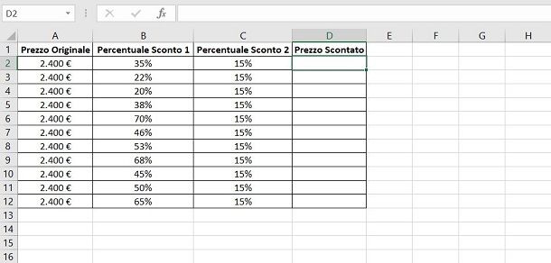 Calcolo del doppio sconto