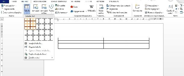 Inserire tabella con Microsoft Word