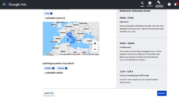 Località pubblicità YouTube