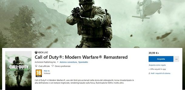 Modern Warfare Remastered su Microsoft Store