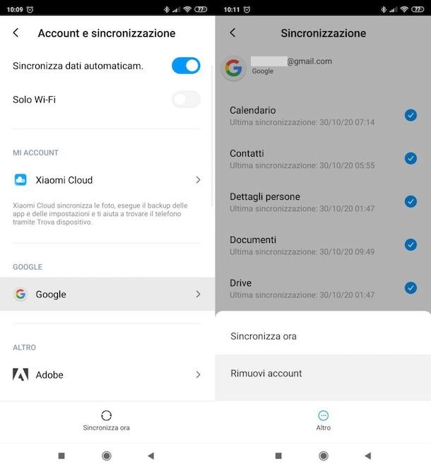 Rimuovere account Gmail da Android
