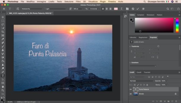 Come scrivere su una foto con Photoshop