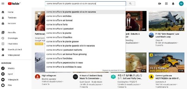 Suggerimenti YouTube per titolo