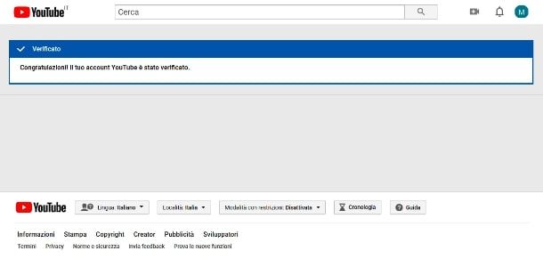 Verificare account su YouTube