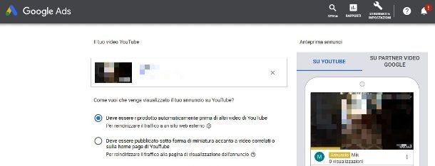 Collocazione video su YouTube
