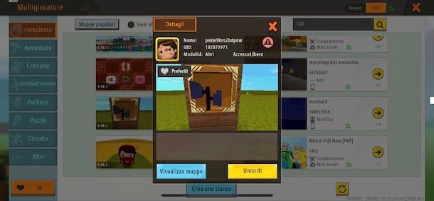 Accedere a una partita online su Mini World