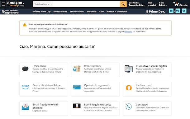 Amazon supporto