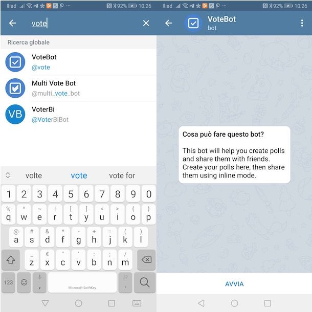 Aggiungere bot Telegram su Android