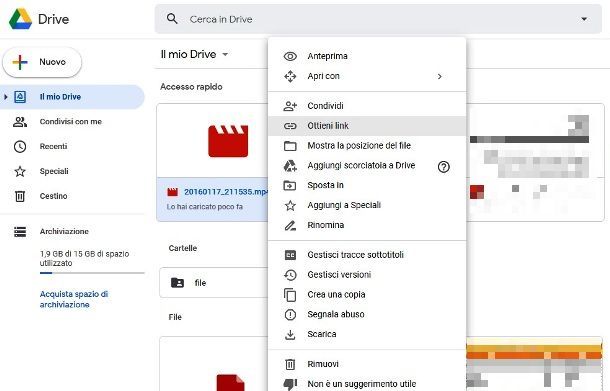 Ottenere link Google Drive