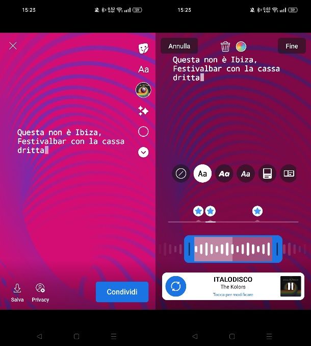 Come creare una storia su Facebook con musica su Android