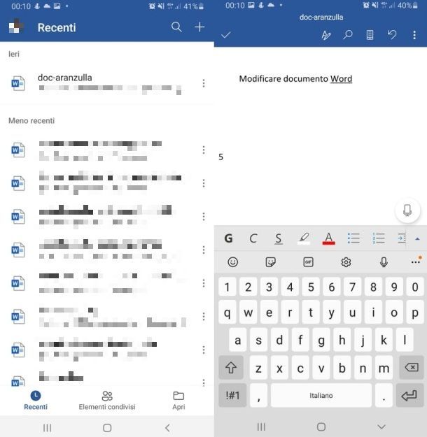 Usare Microsoft Word mobile