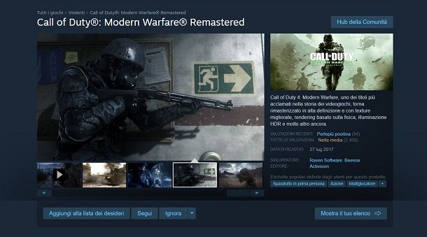 Modern Warfare Remastered su Steam