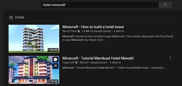 Hotel Minecraft su YouTube