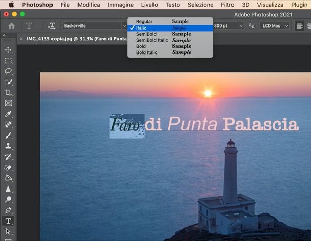 Scrivere in corsivo su Photoshop