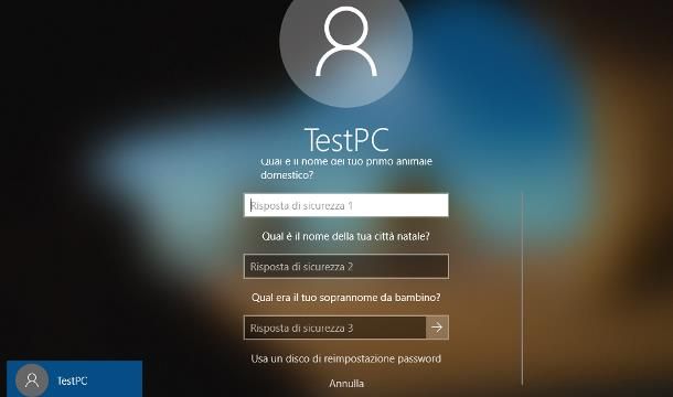 Come creare un disco di reimpostazione password Windows 10