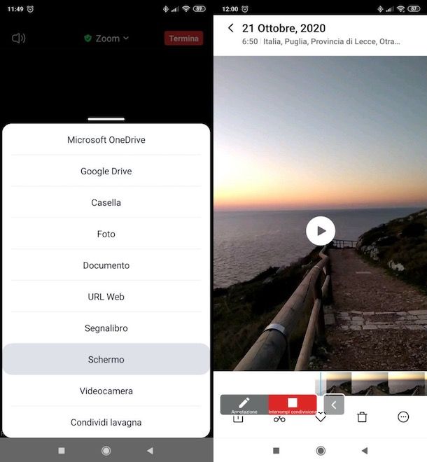 Condividere video su Zoom da smartphone