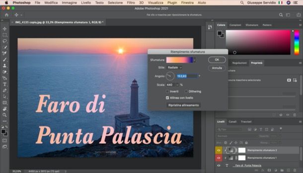 Applicare l'effetto sfumatura alle scritte su Photoshop 