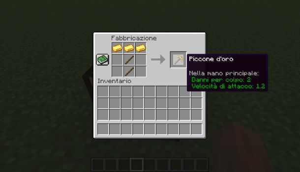 Come fare un piccone di oro su Minecraft