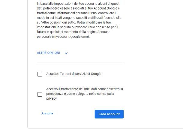 Come creare un account Google senza numero di telefono