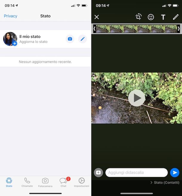 Video storia WhatsApp iPhone