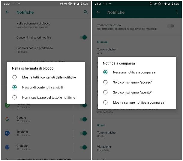 Come non far vedere i messaggi sul blocco schermo di Android