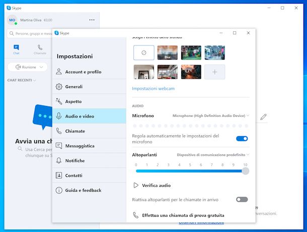 Microfono Skype Windows 10