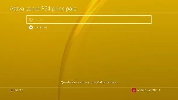 Attiva come PS4 principale