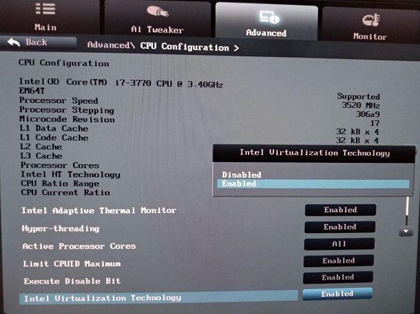 Come attivare la virtualizzazione nel BIOS