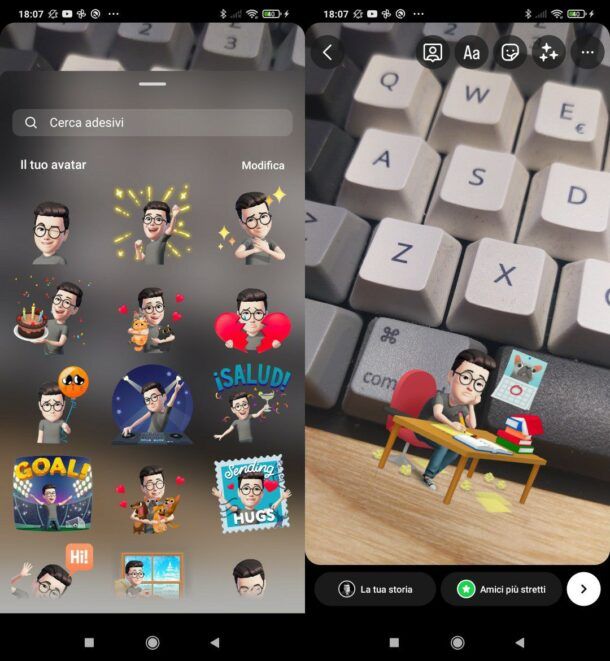 Mettere sticker su storie Instagram