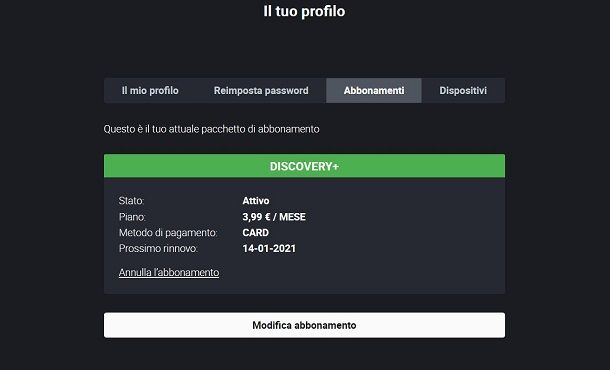 Disdetta abbonamento discovery plus