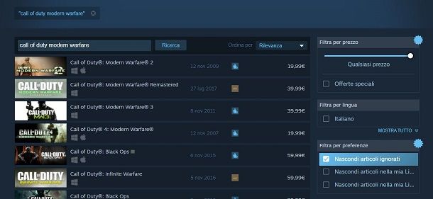 Call of Duty Modern Warfare su Steam