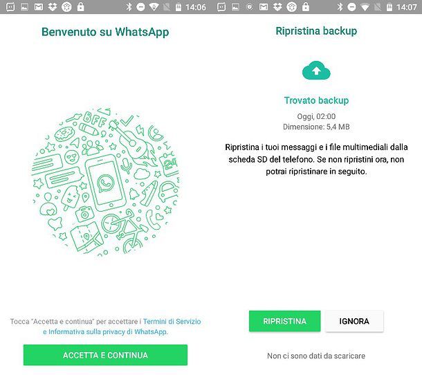 ripristinare messaggi whatsapp su android