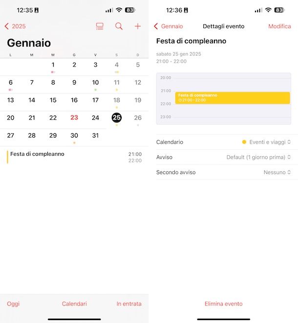 Calendario iPhone