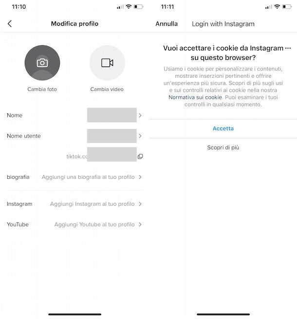 Come mettere il profilo Instagram su TikTok