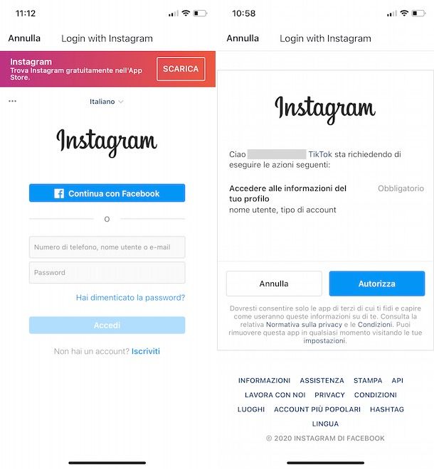 Come mettere account Instagram su TikTok