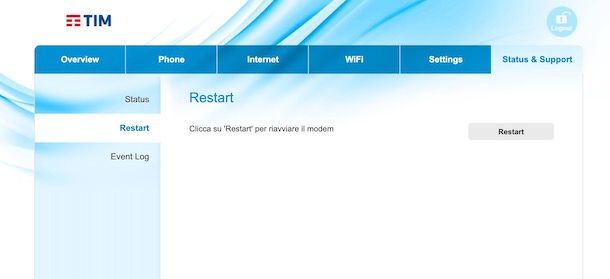 Come riavviare modem TIM da PC