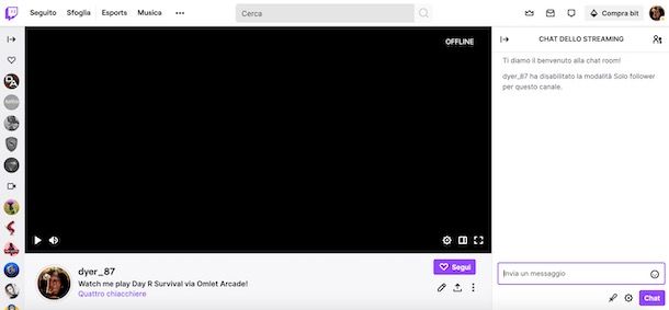 Disattivare chat Solo follower su Twitch