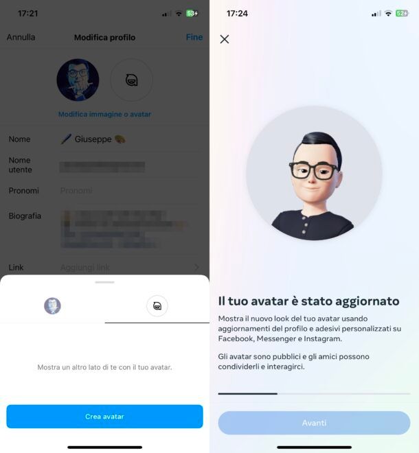 Creare avatar Instagram